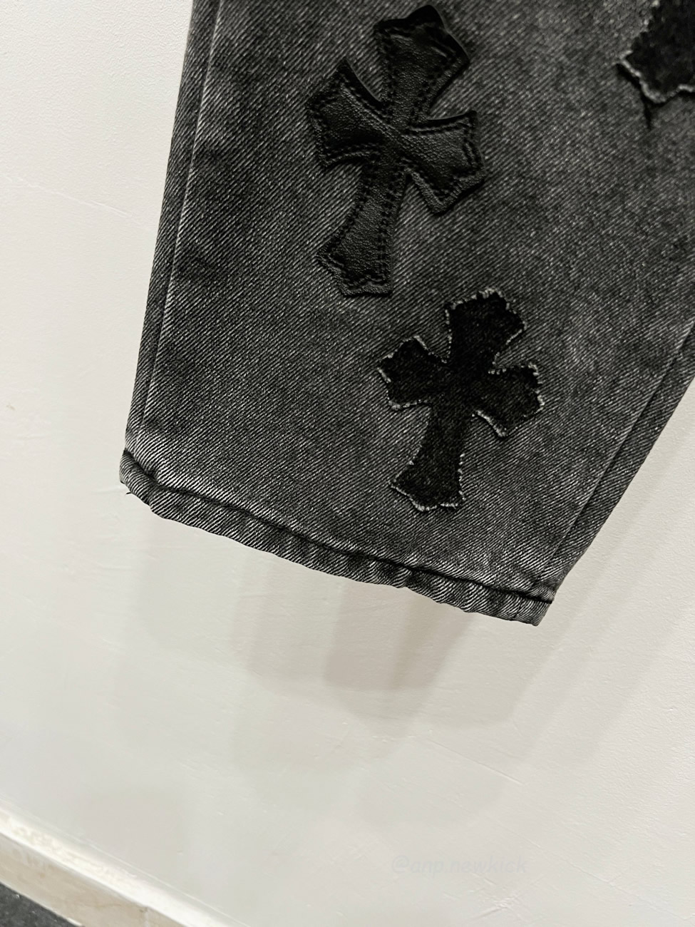 Chrome Hearts Black Grey Silver Cross Patch Jeans (4) - www.newkick.org